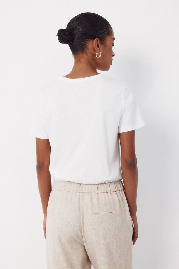 Cortefiel Floral print t-shirt White