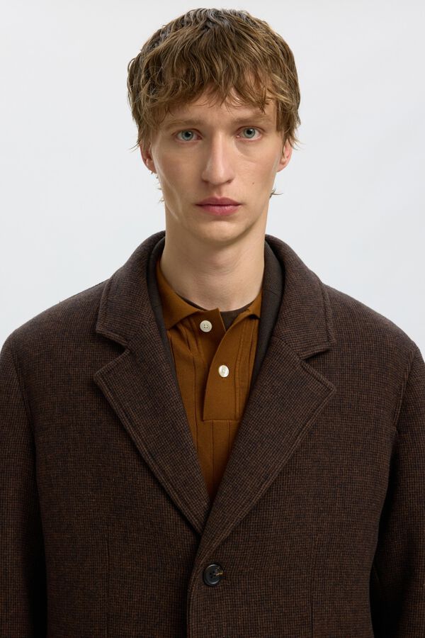 Selected Long wool coat Dark brown