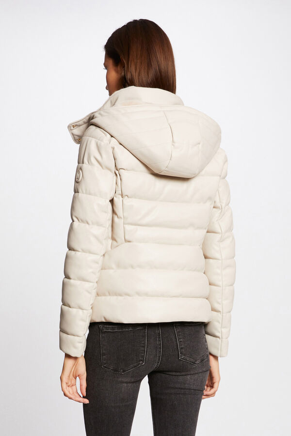 Cortefiel Straight cut hooded puffer jacket Ivory