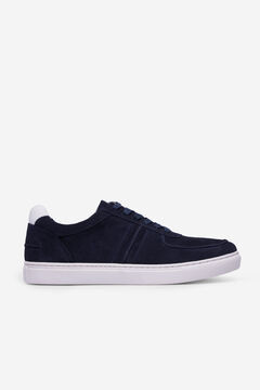 Cortefiel Stain-resistant suede basketball trainer  Navy