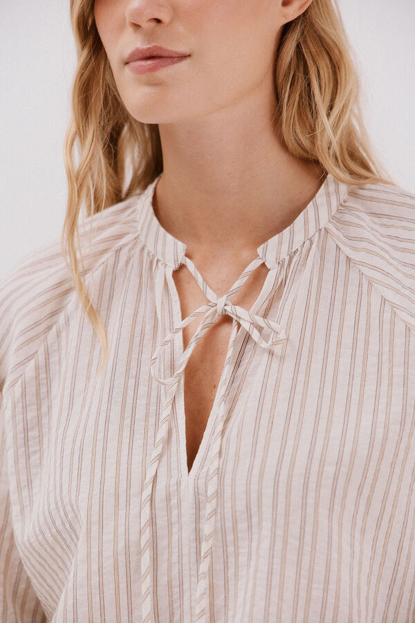 Cortefiel striped cord blouse Ivory