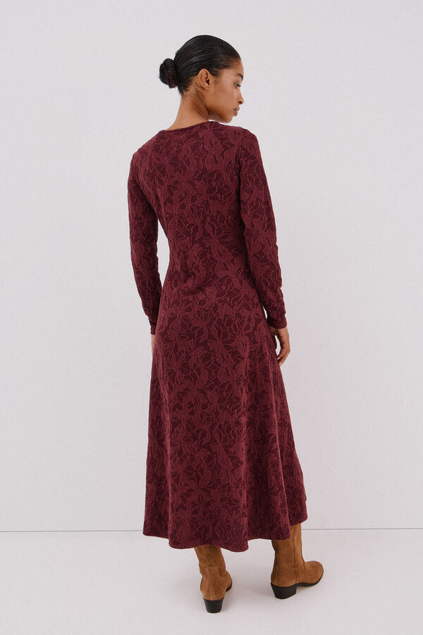 Cortefiel Jacquard dress Maroon