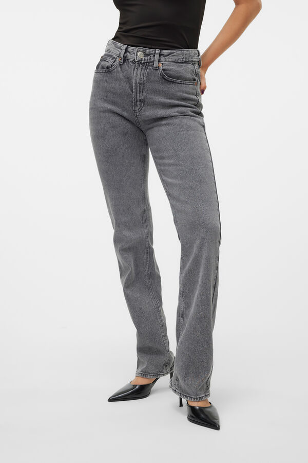 Vero Moda Calça jeans reta de cintura alta Cinzento