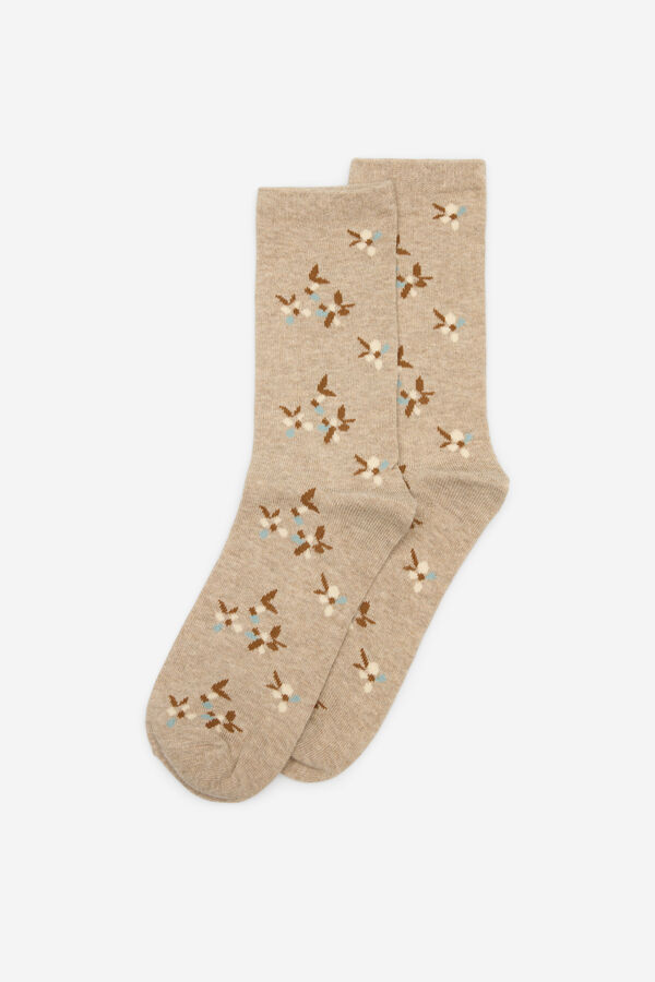 Cortefiel Long sock twigs Beige