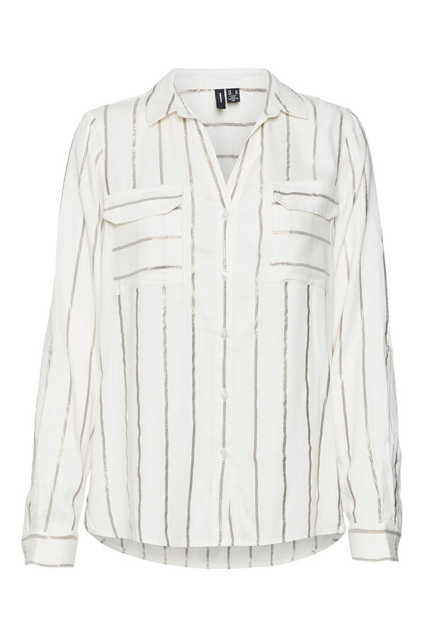 Vero Moda Camisa de rayas de manga larga Blanco