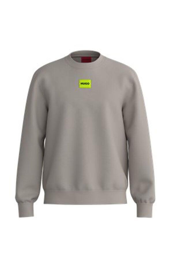 Cortefiel Regular fit cotton French terry sweatshirt with logo label Grey