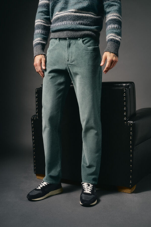 OOTO Pantalón 5 bolsillos slim fit pana Azul