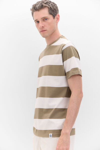 Cortefiel Striped T-shirt Kaki