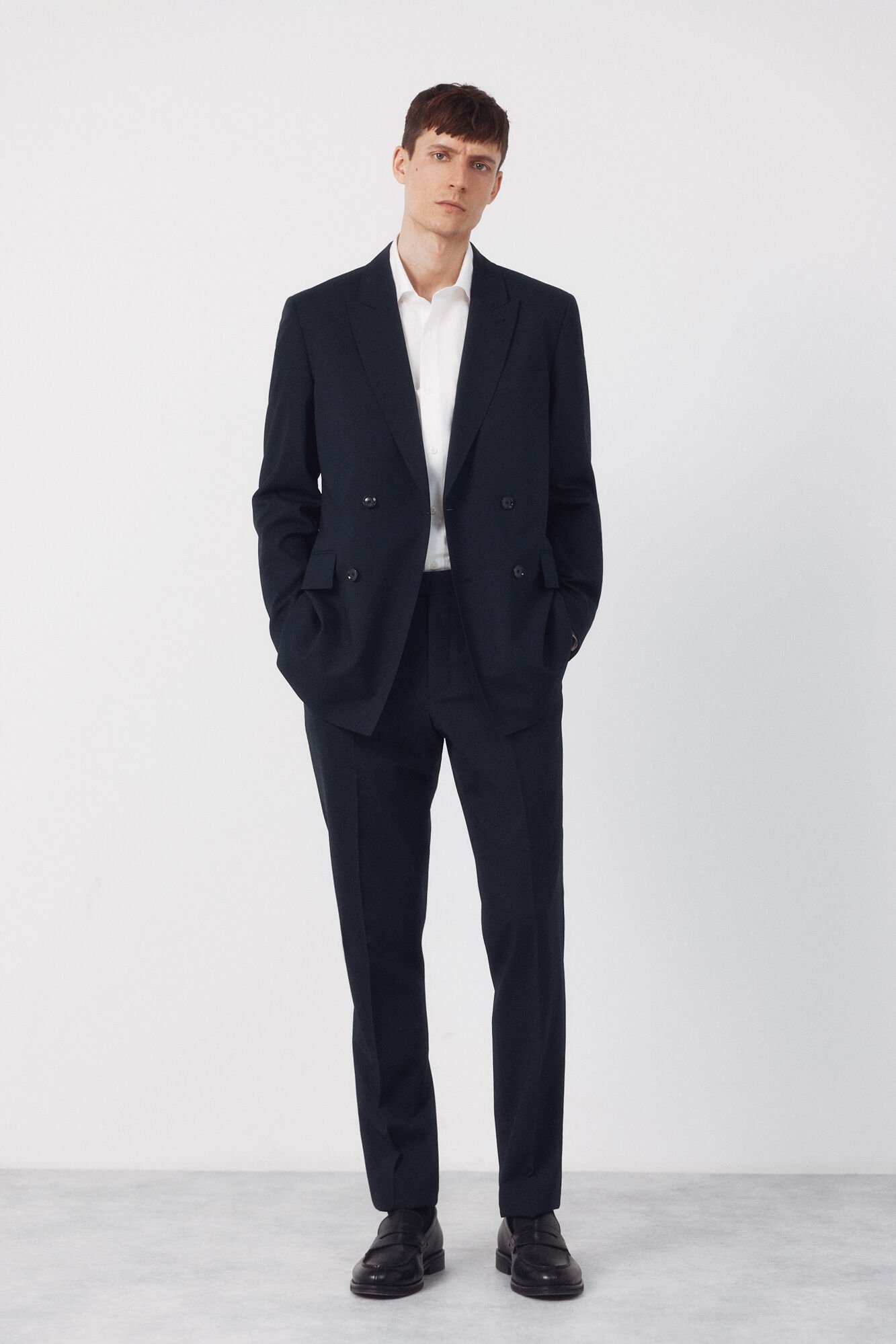 Cortefiel Blue dynamic structure double-breasted blazer