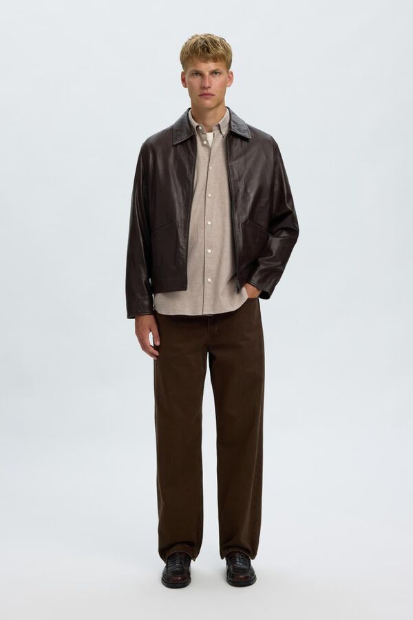 Selected Camisa regular fit Castanho