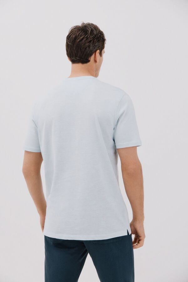 Cortefiel Plain slub t-shirt Blue