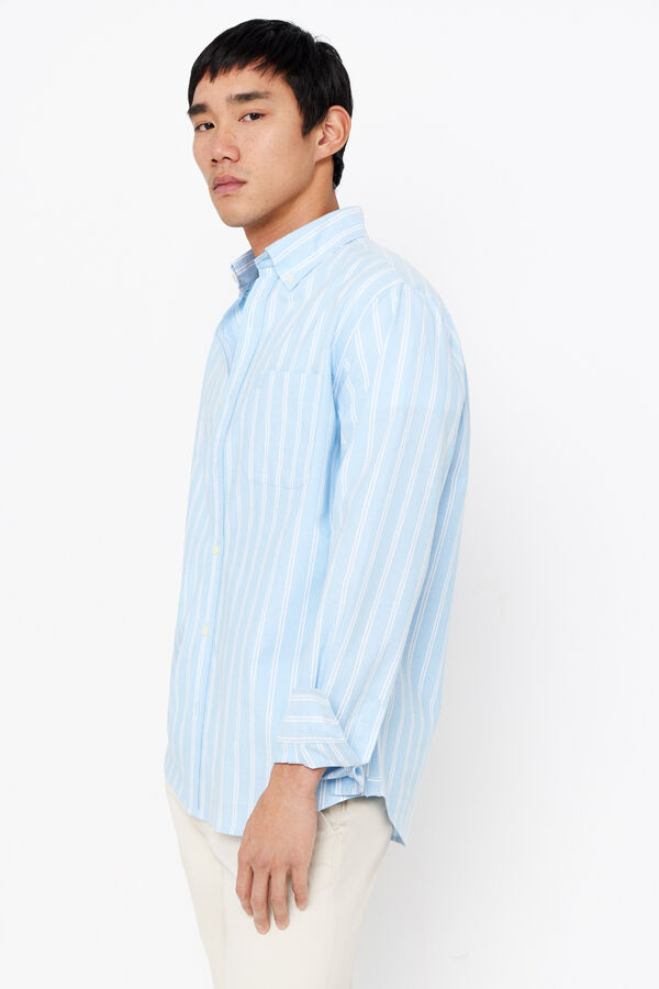Cortefiel Striped Oxford shirt Blue