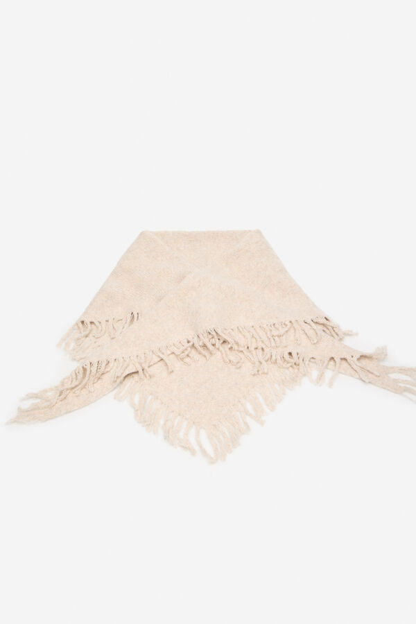 Cortefiel Fringed poncho Ivory
