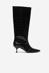 Cortefiel Bota de salto gatinho com efeito coco Preto