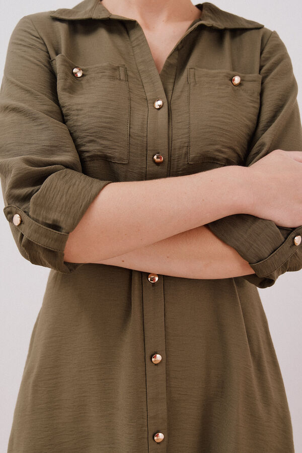 Cortefiel Belted shirt dress Kaki