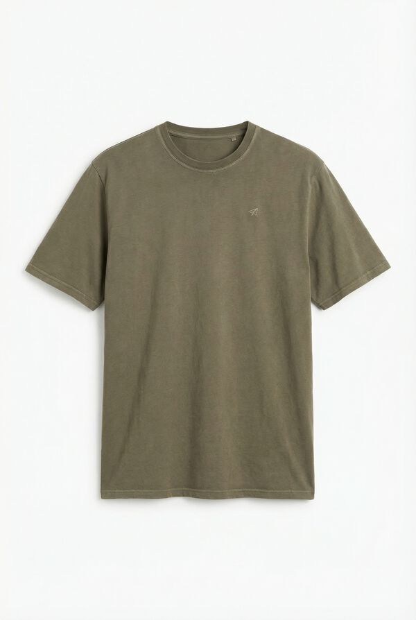 OOTO T-shirt b&aacute;sica lavada Verde