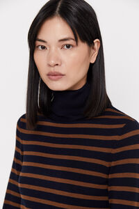 Cortefiel Two-tone striped jumper Brown
