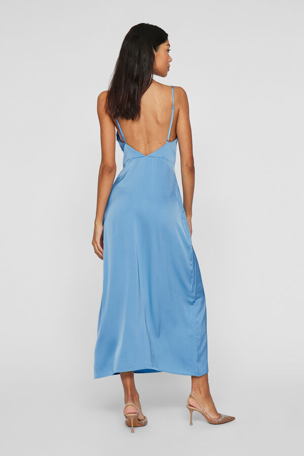 Vila Vestido midi satinado Turquesa