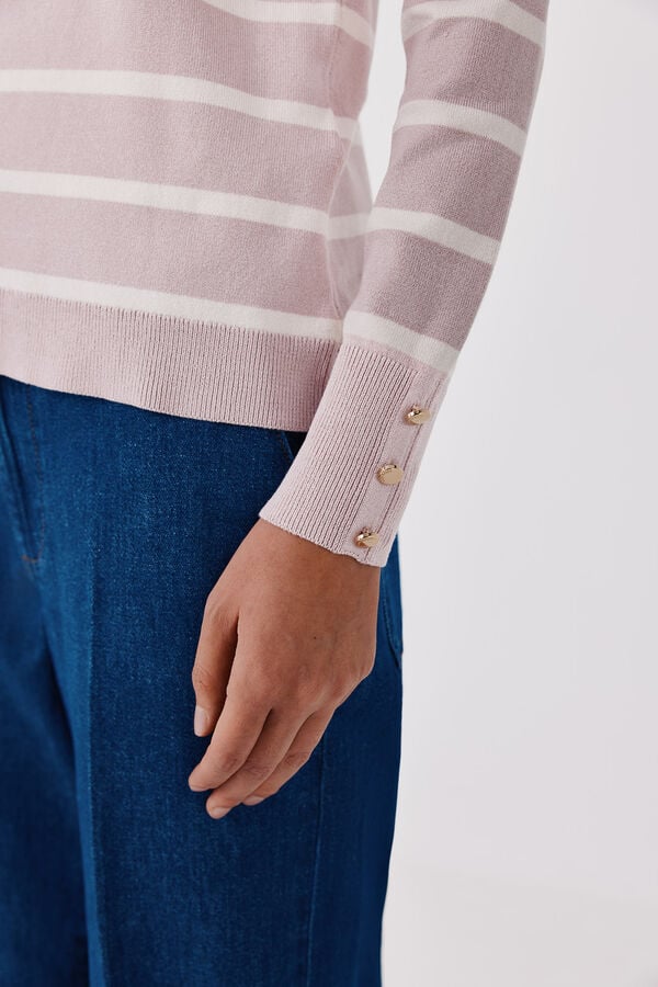 Cortefiel Striped fine knit jumper Pink
