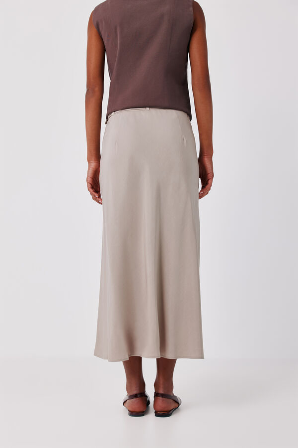 Cortefiel Midi skirt with belt Nude