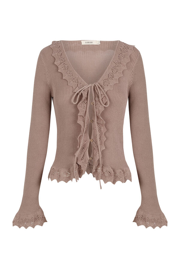 Slowlove Camisola de malha efeito degrad&ecirc; Castanho