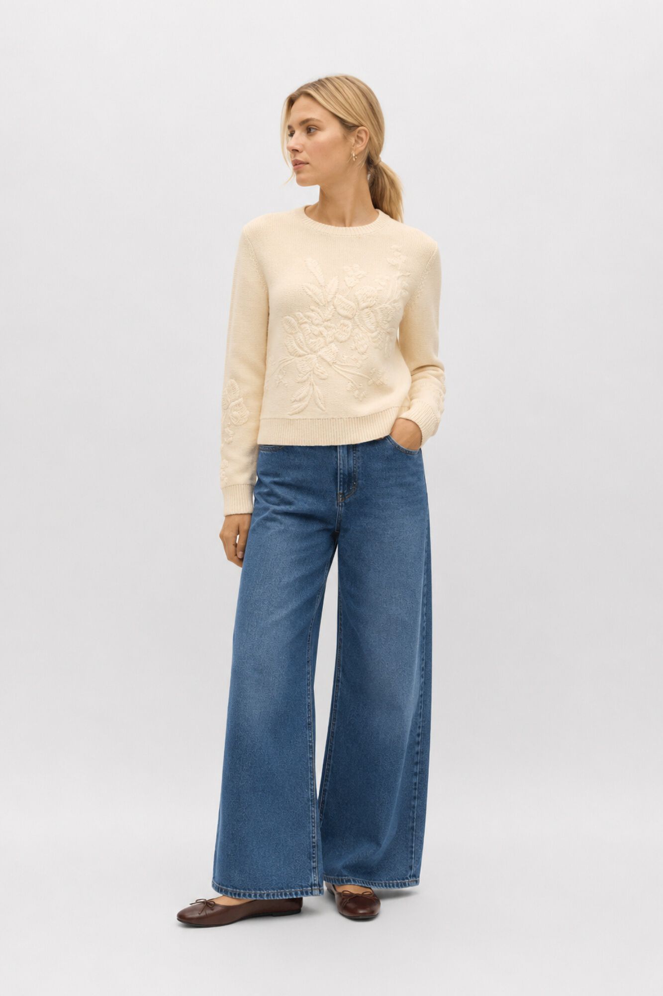 Object Embroidered floral knit jumper