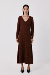 Cortefiel Jacquard dress Dark brown
