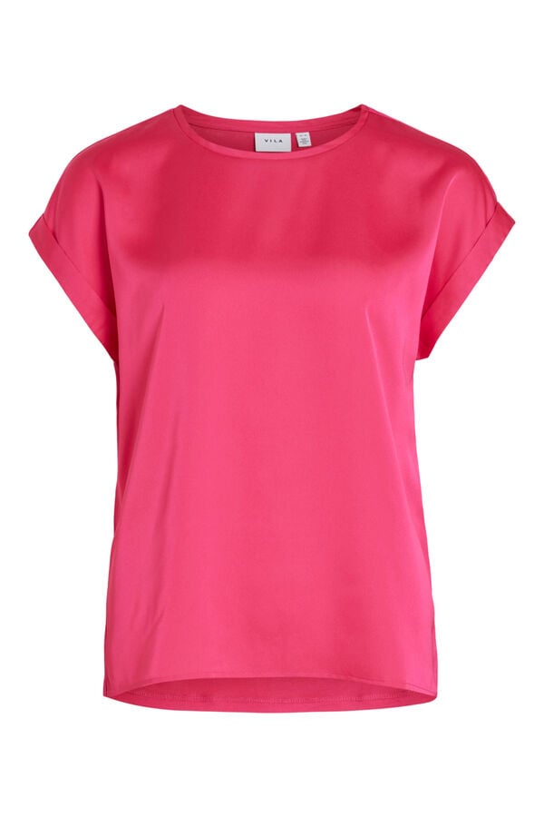 Cortefiel Satin finish short-sleeved blouse Pink