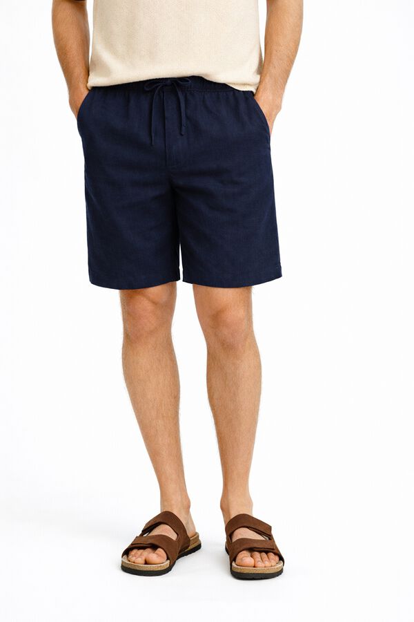 Selected Linen short Blue