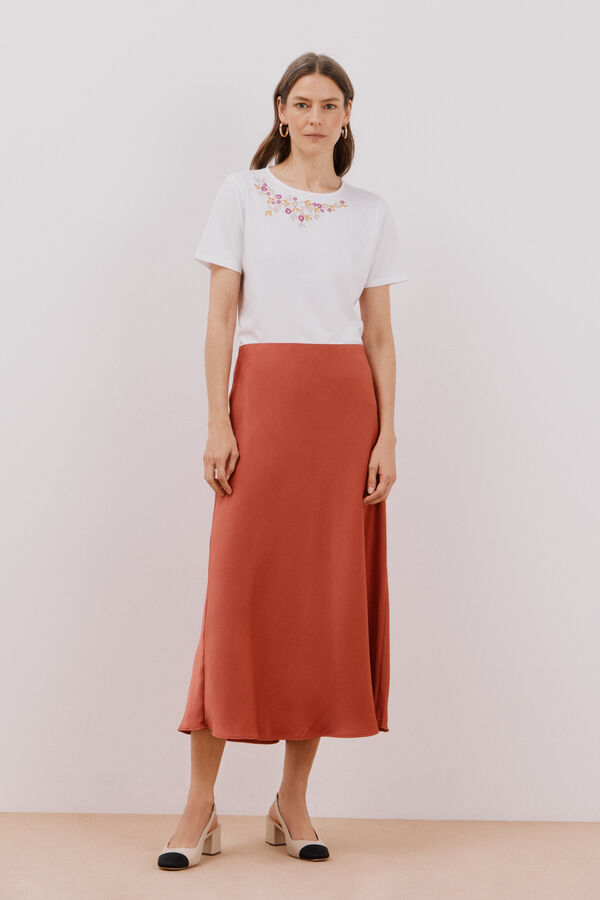 Cortefiel Floral embroidered t-shirt White