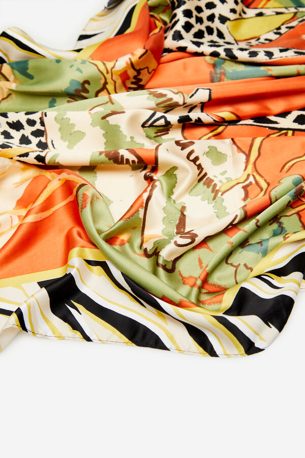 Cortefiel Giraffe silky scarf Multicolour