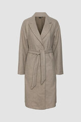 Cortefiel Long-sleeved cloth coat Beige
