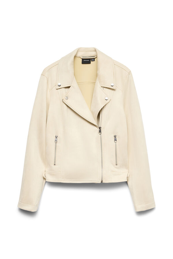 Vero Moda Blus&atilde;o em camur&ccedil;a com tachas Tostado