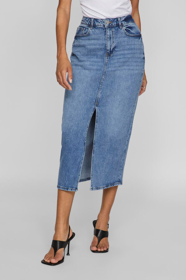 Vila Denim midi skirt Blue
