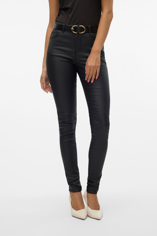 Vero Moda Calça com efeito encerado  Preto