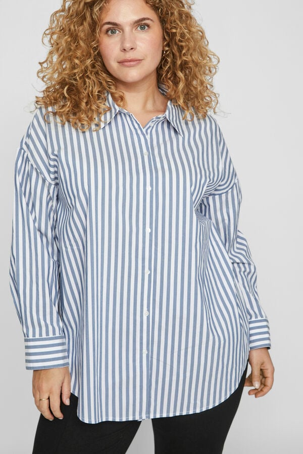 Cortefiel Camisa de rayas curvy Azul