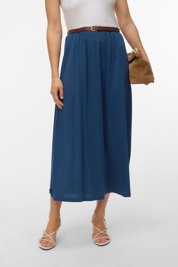 Vero Moda Saia midi em algod&atilde;o Azul