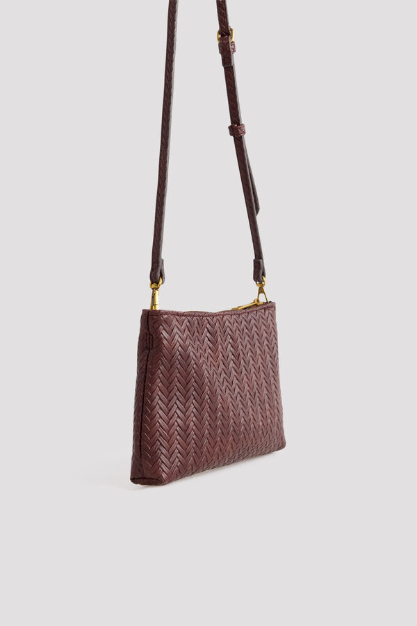 Cortefiel Textured crossbody wallet Dark brown
