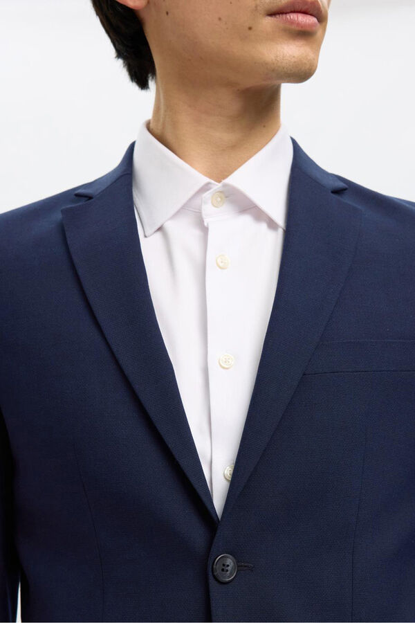 Selected Terno slim fit de duas peças em lã fria Azul