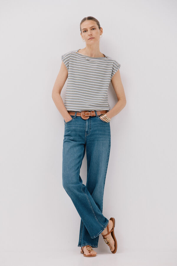 Cortefiel Basic sleeves t-shirt Printed green