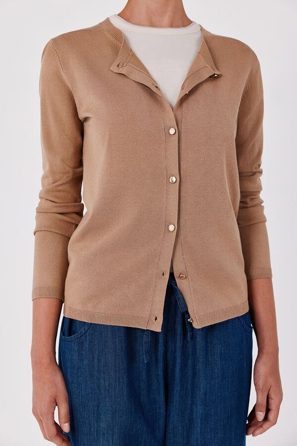 Cortefiel Basic knit jacket Nude
