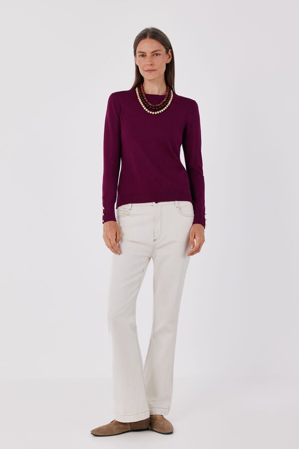 Cortefiel Round neck jumper Maroon