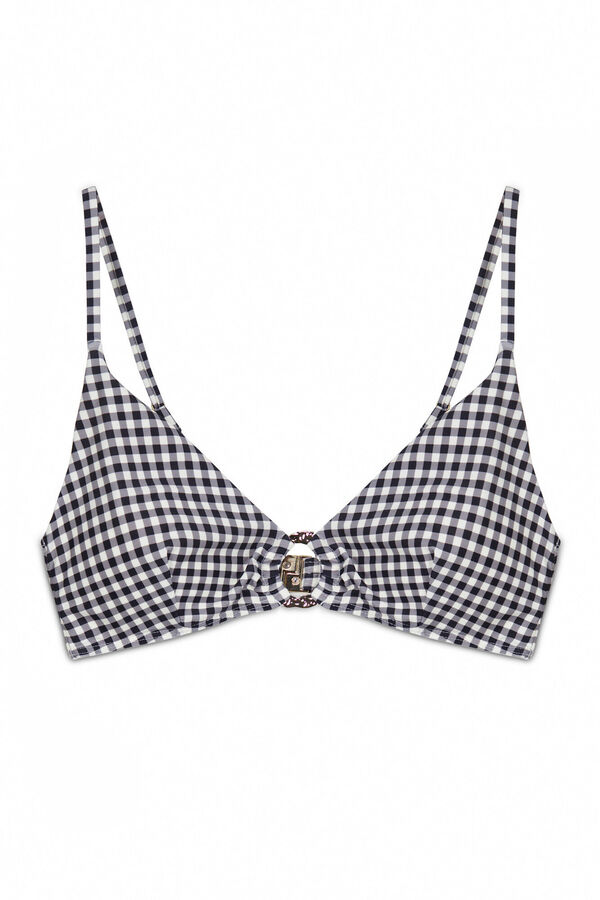 Cortefiel Gold ring bikini top Printed grey