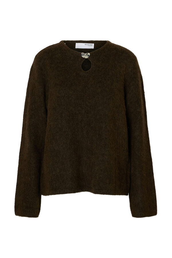 Selected Camisola com detalhes metálicos em lã e alpaca Castanho