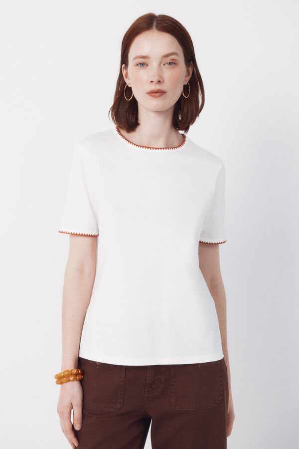 Cortefiel Embroidered t-shirt White