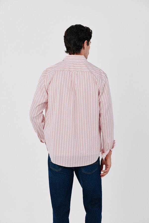 Cortefiel Striped light oxford shirt Red