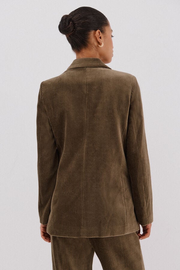 Cortefiel Blazer de mujer cruzada de pana Verde
