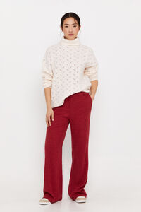 Cortefiel Jersey-knit trousers with striped texture Maroon