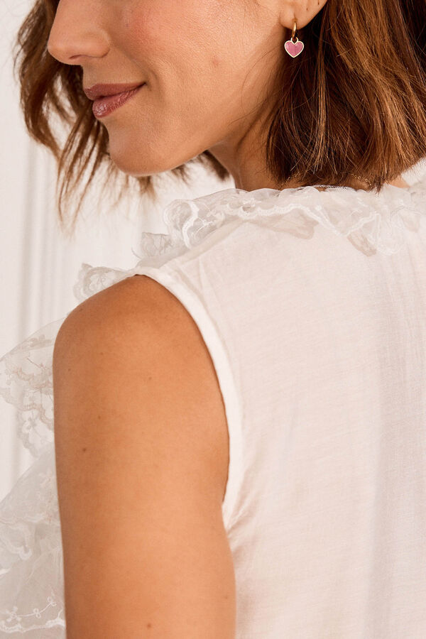Cortefiel Mona blouse with ruffles White