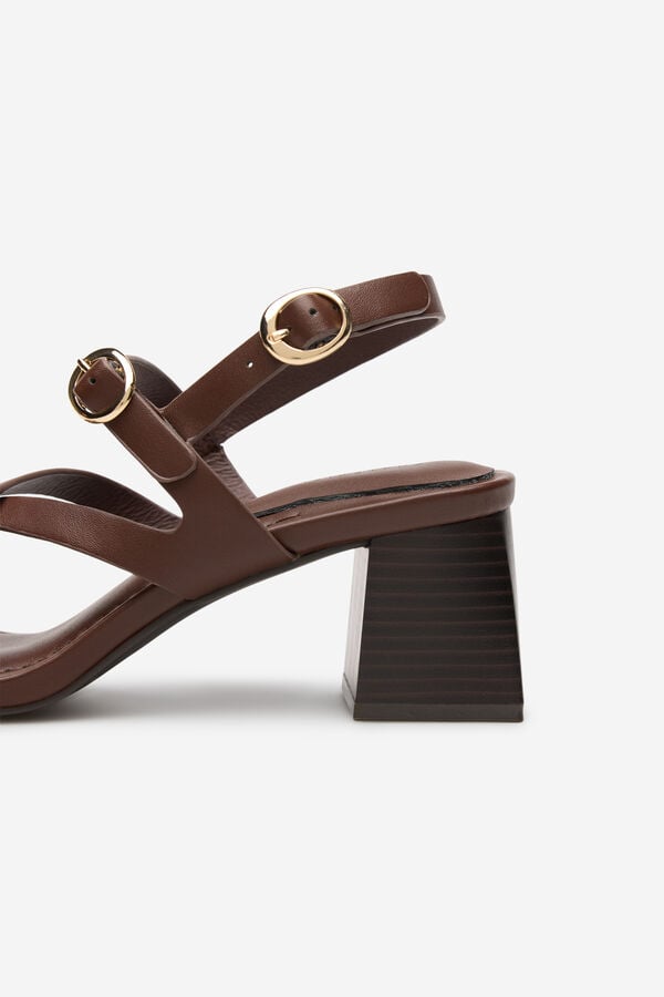Cortefiel Heeled strappy sandal Dark brown